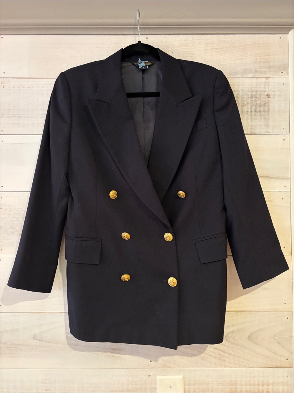 Brooks Brothers Black Double-Breasted Blazer with Gold Buttons
